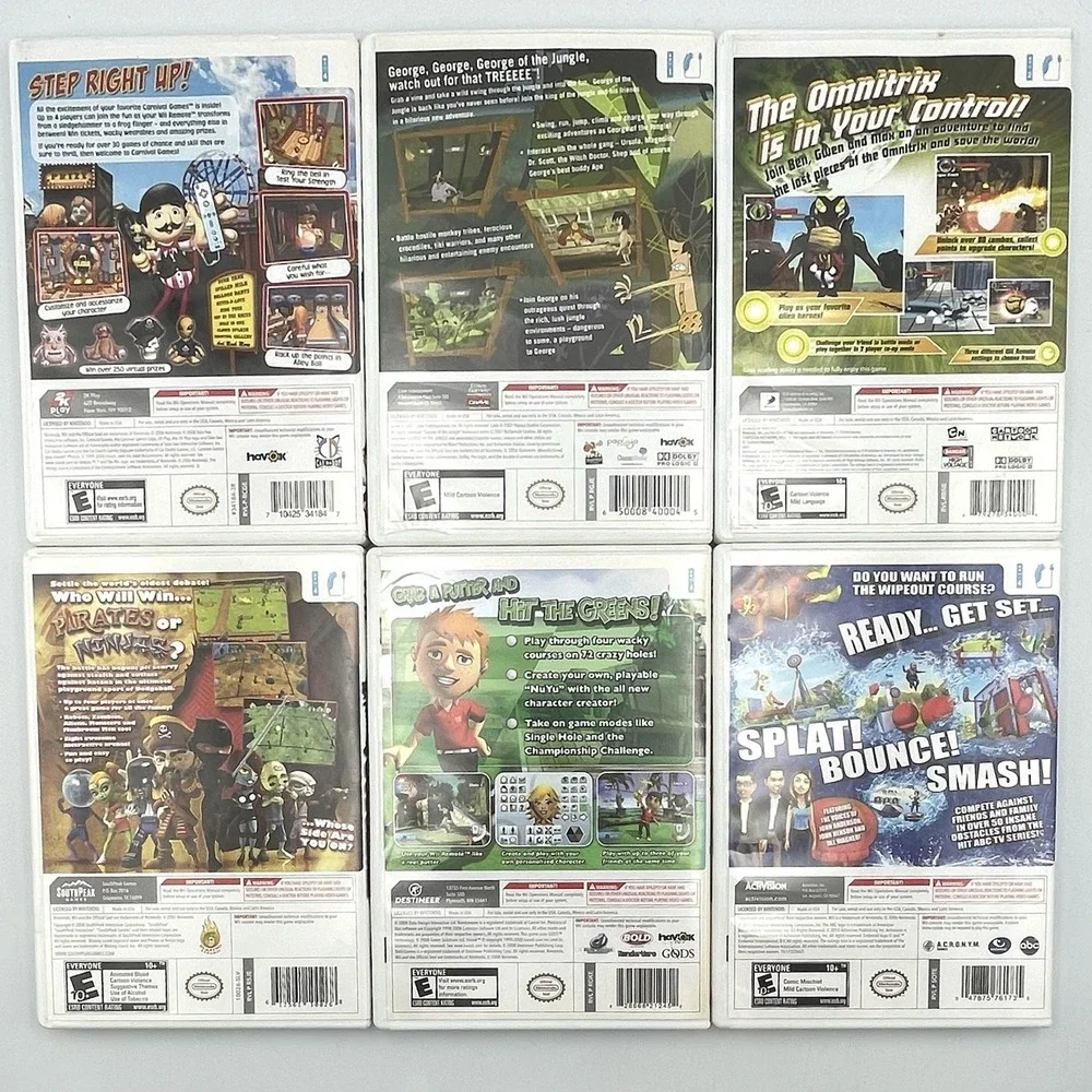 Nintendo‎ Wii Game Lot of 6 Carnival Ben 10 George Pirates Wipeout CIB